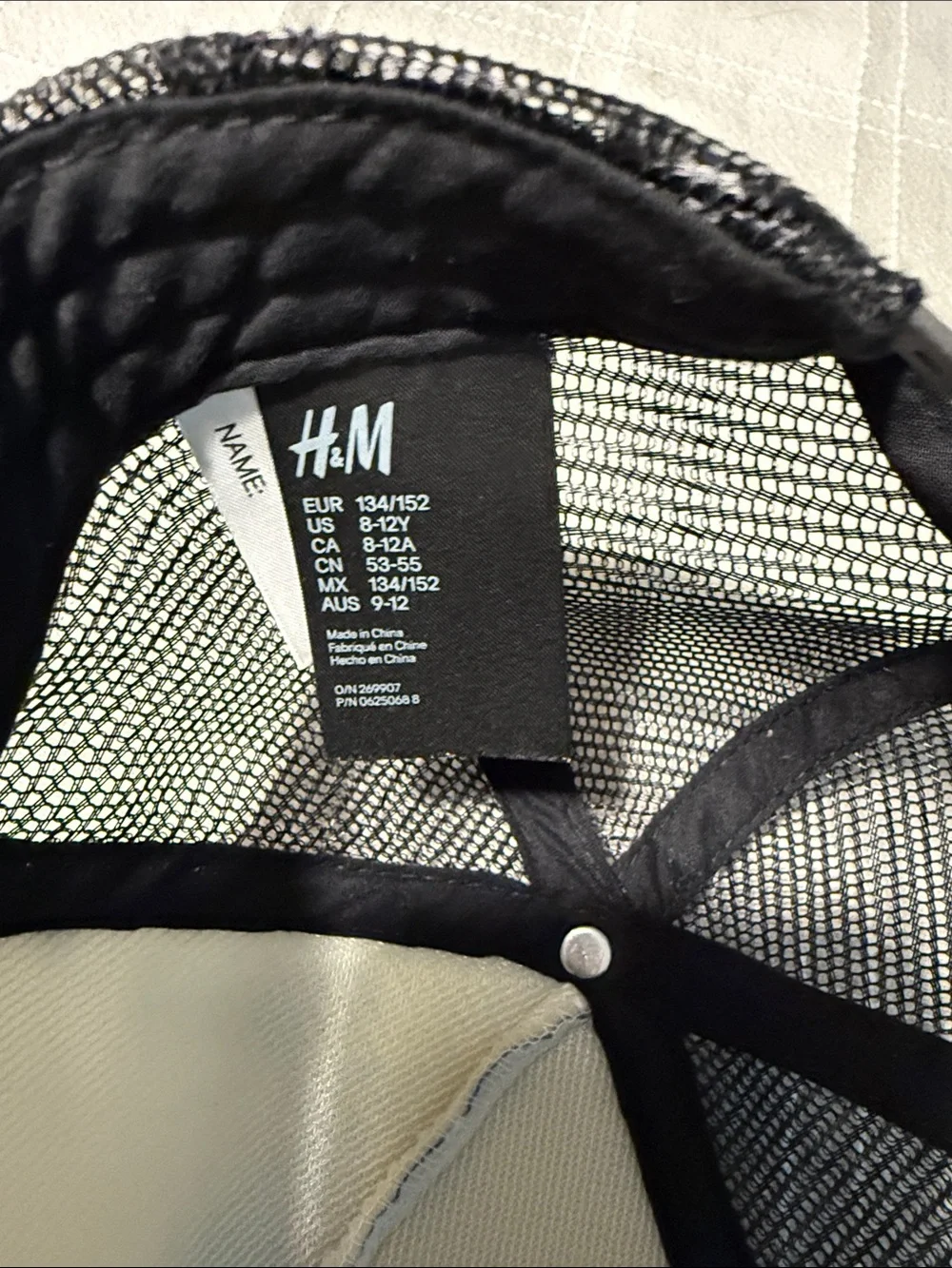 H&M Kids Black & White Tie-Dye Trucker Hat